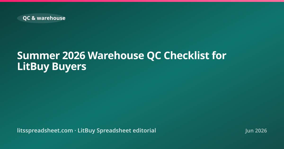 Summer 2026 Warehouse QC Checklist for LitBuy Buyers — LitBuy Spreadsheet