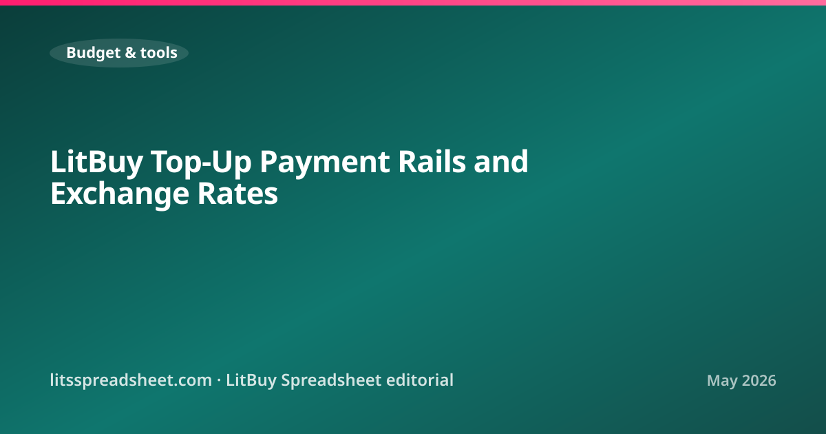 LitBuy Top-Up Payment Rails and Exchange Rates — LitBuy Spreadsheet