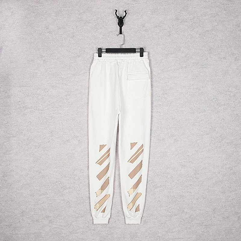 Off-White Diagonal Stripe Cut-Out Sweatpants White — LitBuy Spreadsheet Bottoms pick