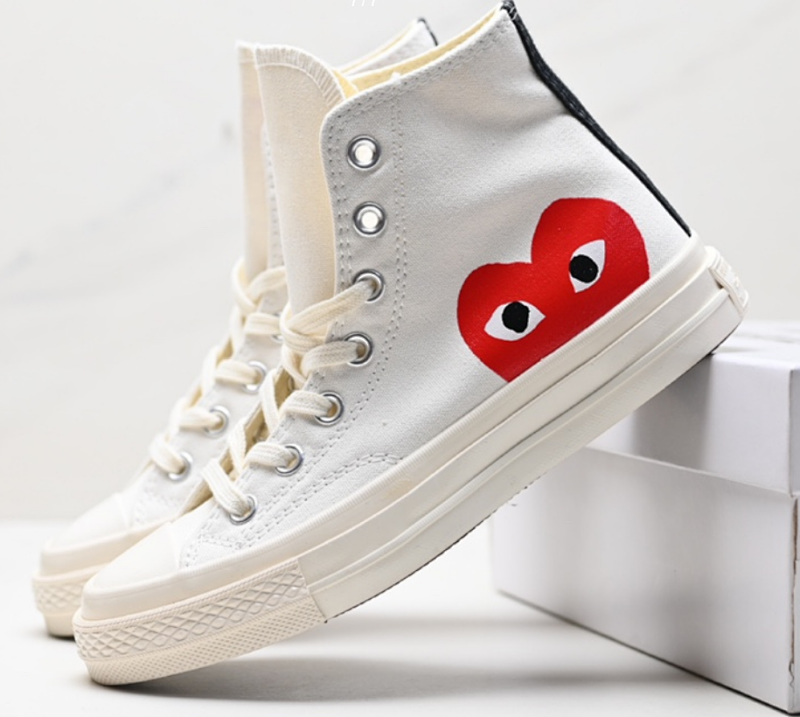 Converse x Comme des Garçons Play Chuck Taylor All Star High Top White Red Heart Sneakers — LitBuy Spreadsheet Casual Shoes pick