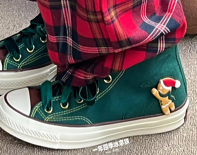 Converse Chuck Taylor All Star High Top Green Velvet Gingerbread Holiday Sneakers — LitBuy Spreadsheet Casual Shoes pick