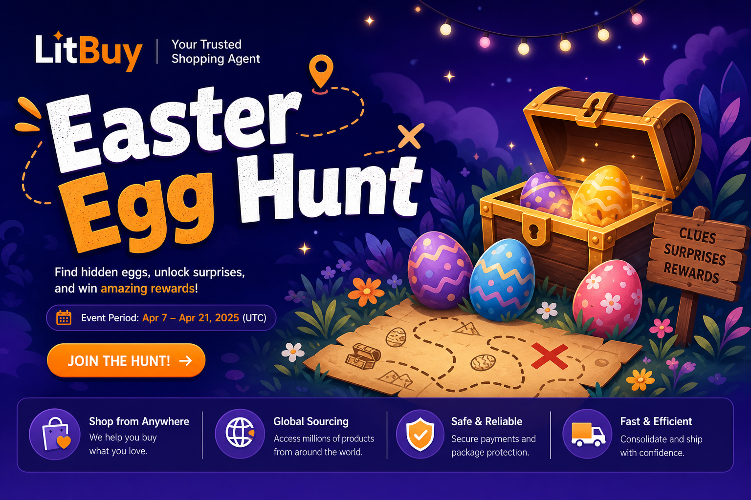 LitBuy Spreadsheet — Easter Egg Hunt event · homepage promo banner