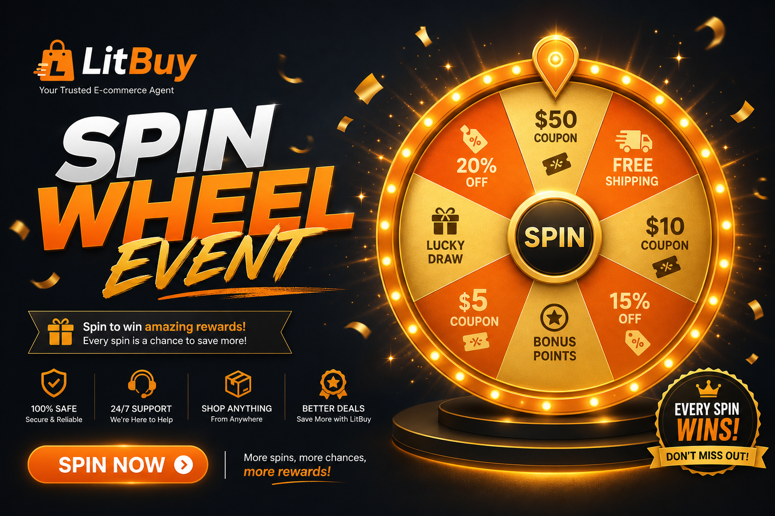 LitBuy Spreadsheet — Spin Wheel event · homepage promo banner